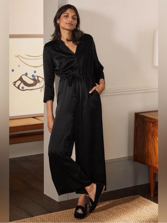 Boden Pants - BODEN Black Satin Collar Jumpsuit